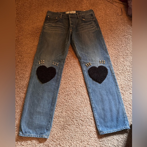 Tu es mon TRESOR Denim - Tu es mon TRESOR Blue Jeans with Black Heart Patches